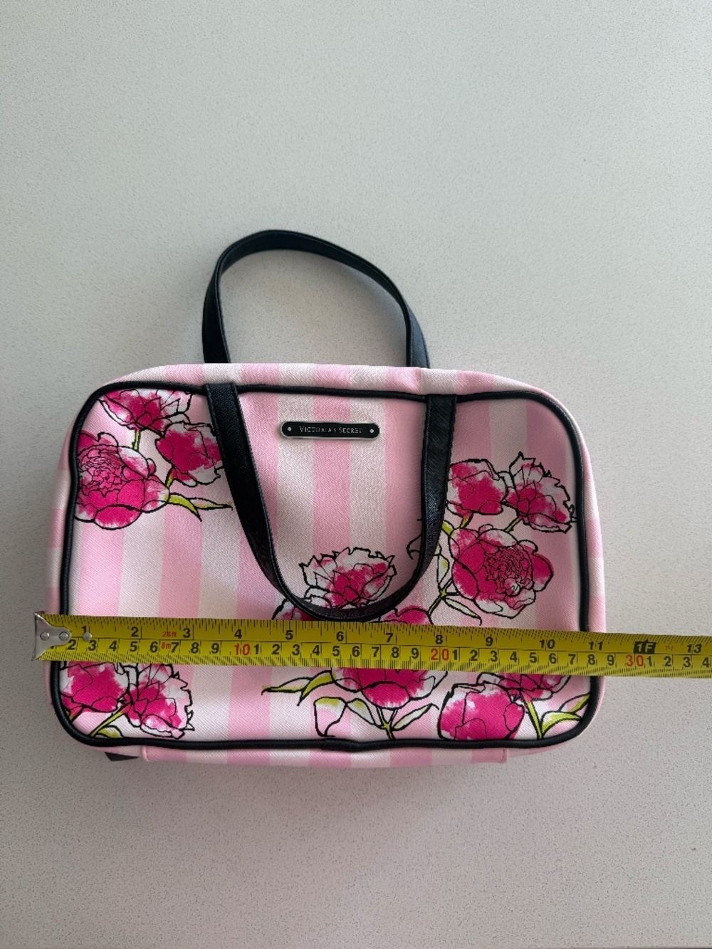 Victoria’s Secret Pink Stripe Floral Hanging Travel Makeup Bag Cosmetic Toiletry - Picture 7 of 10